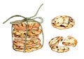 Hand drawn in watercolor oatmeal cookies Royalty Free Stock Photo