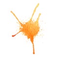 Hand drawn watercolor orange blot on the white background
