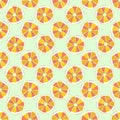 Hand drawn watercolor orange lemon grapefruit slices seamless pattern on mint background. Scrapbook, post card, textile, fabric Royalty Free Stock Photo