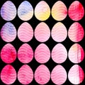 Hand drawn watercolor pattern with Easter eggs. Royalty Free Stock Photo
