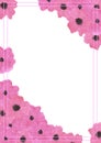 Hand drawn watercolor pink poppy flowers bouquet frame border isolated on white background. Can be used for post card, poster and Royalty Free Stock Photo