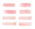 Hand drawn watercolor pink texture brushes isolated