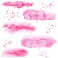 Hand drawn watercolor pink washes backgrounds and spashes.