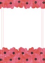 Hand drawn watercolor red poppy flowers bouquet frame border isolated on white background. Can be used for post card, poster and Royalty Free Stock Photo