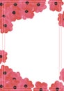 Hand drawn watercolor red poppy flowers bouquet frame border isolated on white background. Can be used for post card, poster and Royalty Free Stock Photo