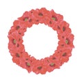 Hand drawn watercolor red poppy flowers wreath frame border isolated on white background. Can be used for post card, poster and Royalty Free Stock Photo