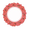 Hand drawn watercolor red poppy flowers wreath frame border isolated on white background. Can be used for post card, poster and Royalty Free Stock Photo