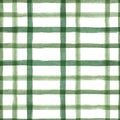 Hand drawn watercolor seamless checkered pattern in green colors