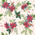 Hand-drawn watercolor seamless holiday pattern Royalty Free Stock Photo