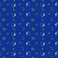 Hand-drawn watercolor seamless pattern with blueberries on blue background. Polka dot texture. Simple natiral ornament.