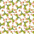 Hand drawn watercolor seamless pattern with colorful tree frogs. Stock illustration of tropical amphibians Royalty Free Stock Photo