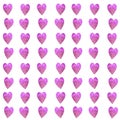 Hand drawn watercolor seamless pattern with ordered little pink hearts on white background.Design elements Royalty Free Stock Photo