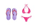 Watercolor set of beachwear isolated