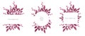 Hand drawn watercolor set of floral wreath isolated on a white background. Use for creating invitations, greeting cards