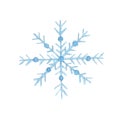 Hand drawn watercolor snowflake isolated on white background