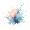 Hand drawn watercolor splash splatter stain brush strokes on white background. Modern colorful artistic grungy aquarelle spot. Royalty Free Stock Photo