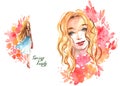 Hand drawn watercolor spring illustration set. Royalty Free Stock Photo