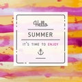 Hand drawn watercolor summer label