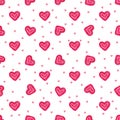 Hand-drawn watercolor sweet hearts seamless pattern. Painted vector romantic love background.