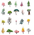 Hand drawn and watercolor tree set Royalty Free Stock Photo
