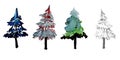 Hand drawn and watercolor tree set Royalty Free Stock Photo