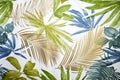 Hand drawn watercolor tropical plants background. Exotic palm leaves, jungle tree. Perfect for fabric design. Aloha art. Royalty Free Stock Photo