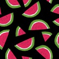 Hand drawn watermelon seamless pattern illustration digital summer repeated background watermelon slices