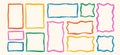 Hand drawn wavy frame set. Chalk scribble wavy pencil texture doodle playful borders collection. Textured outline Royalty Free Stock Photo