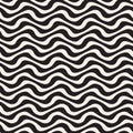 Hand Drawn Wavy Horizontal Lines. Vector Seamless Black and White Pattern. Royalty Free Stock Photo