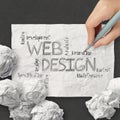 Hand drawn web design diagram on crumpled paper Royalty Free Stock Photo