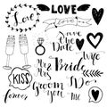 Hand drawn wedding doodle icons