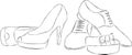 Hand drawn wedding shoes of the bride and groom Royalty Free Stock Photo