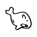 Hand drawn whale doodle. Sketch children`s toy icon. Decoration Royalty Free Stock Photo