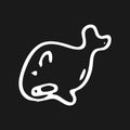 Hand drawn whale doodle. Sketch children`s toy icon. Decoration Royalty Free Stock Photo