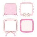 Hand drawn whimsical rounded square frames collection in coquette style Royalty Free Stock Photo