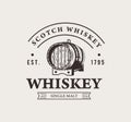 Hand drawn whiskey logo. Typography monochrome hipster vintage label. For flayer poster or t-shirt print Royalty Free Stock Photo