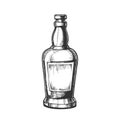 Hand Drawn Whisky Bottle With Blank Label Vector