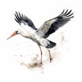 Explosive Wildlife: Watercolor Bird Flying With Arms Up