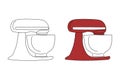 Hand-drawn white and red colored stand mixers Royalty Free Stock Photo