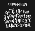 Hand drawn white russian cyrillic calligraphy brush script of lowercase letters. Calligraphic alphabet. Vector