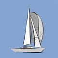 Hand drawn white sailboat