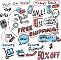 Hand drawn whiteboard sketch - shopping and sales