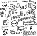 Hand drawn whiteboard sketch - shopping and sales