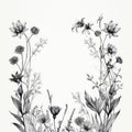 Hand Drawn Wild Flowers And Plants Graphic Design Royalty Free Stock Photo