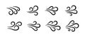 Hand drawn wind air flow icon set. Free breath symbol. Fresh air flow sign. Doodle wind blow icons collection. Weather Royalty Free Stock Photo