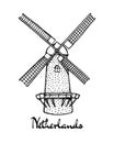 Hand drawn windmill Royalty Free Stock Photo