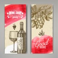 Hand drawn of wine banners