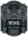 Hand drawn wine label with bunches of grapes Royalty Free Stock Photo