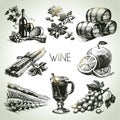 Hand drawn wine set Royalty Free Stock Photo