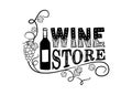 Hand drawn winestore logo with bottle and vine